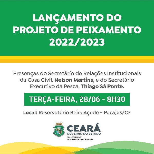 Projeto Peixamento do Governo do Ceará é lançado em Pacajus pela segunda vez